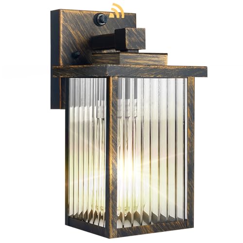Black Brush Gold Dusk to Dawn Wall Mount Porch Lights (Black Brush Gold / 10.6''-1 Pack)