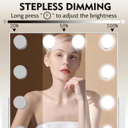 13x16 inch Hollywood Vanity Mirror with Lights (White / 16.1"L x 13"W)