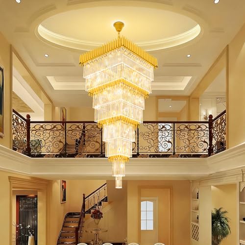 W32 x H94.5 Large Gold Chandeliers for High Ceiling (D32"XH94.5" Gold)