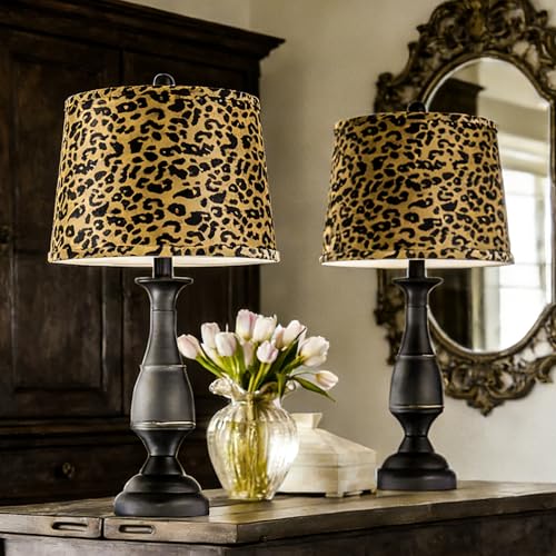 Leopard Lamp Shade Set of 1 (11"×13"×10"-1 Pc / Multi - Leopard Fabric)