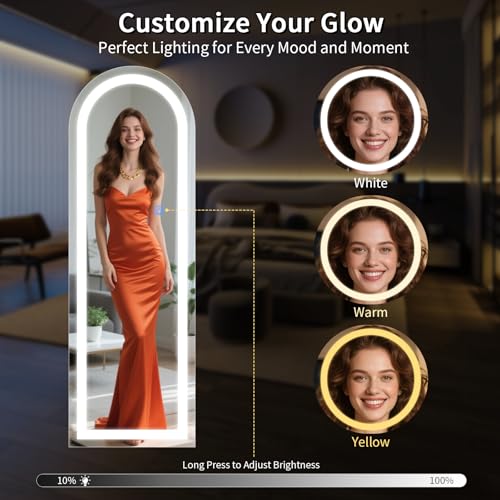 LED Arched Full Length Mirror (Standing Mirror-arched / 65"L x 24"W)
