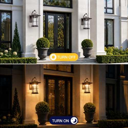 20" H Extra Large Outdoor Sconce Oil Rubbed Bronze Villa Front Door Wall Light XLarge Deep Brown Exterior Wall Lantern Waterproof Mission Light Fixtures with Seeded Glass for Porch Garage Coach Light (Oil-Rubbed Bronze / XX-Large)