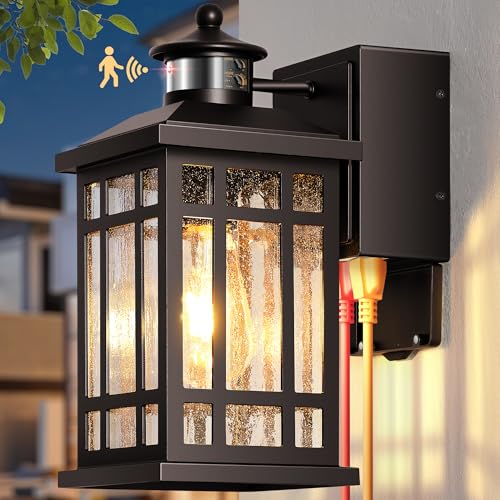 Outside Wall Lighting for House with GFCI Outlet (ORB / Motion Sensor 1-Pack)