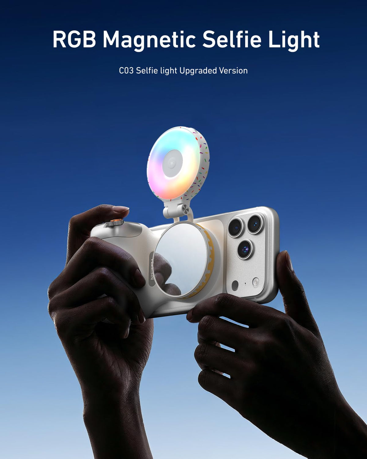 Magnetic Selfie Light for iPhone Magsafe and Android (RGB Selfie Light (Yellow-white))