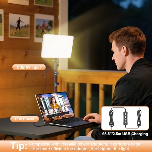 2 Pack LED Video Lighting Kit (2-Pack / 15W Studio Light)