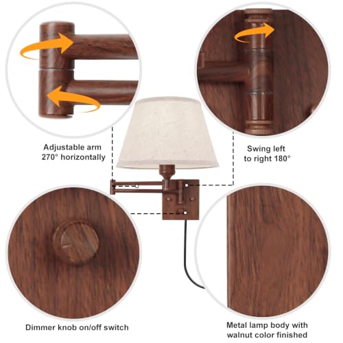 Wall Sconce Plug in (Walnut color-Remote / Large)