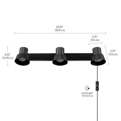 22" 3 Light Matte Black Plug (Edwards (Black))