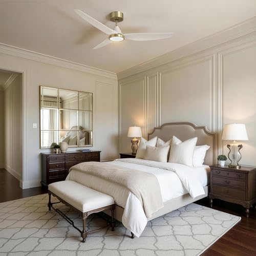 54 Inch Ceiling Fan with Lights (White & Gold / 54 inch)