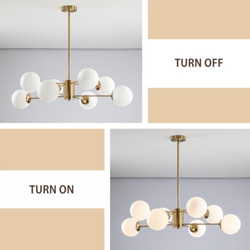 Lighting Sputnik Chandelier Light Globe Shade Frosted Glass Ceiling Pendant Light Modern Brass Kitchen Bedroom Flush Mounted Fixture