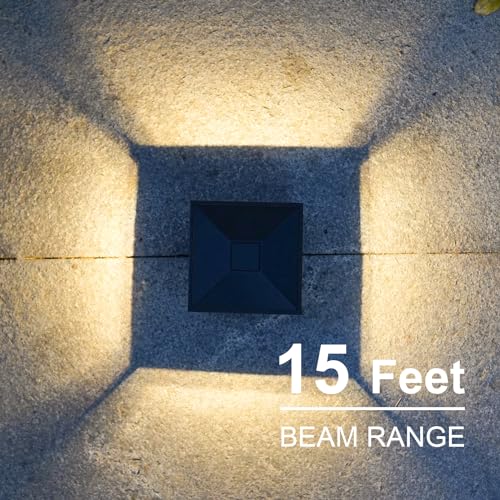 Landscape Lighting 2PK 12V AC LED Low Voltage Post Cap Lights 3W 150 Lumen 3000K with Cable Connectors 2 Bases for 6X6 (2 Pack)
