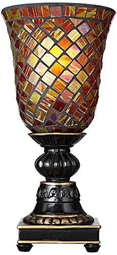 12" Small Accent Lamp Amber Brown Glass Cottage Traditional Dark (Brown)
