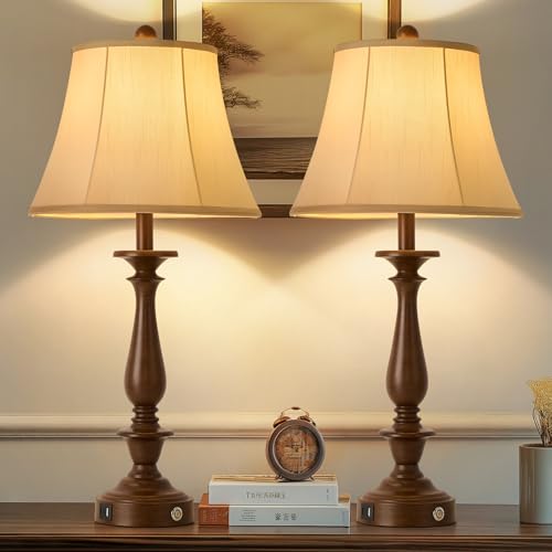 28.5'' Farmhouse Table Lamp Set of 2 (Antique Walnut / 28.5'')