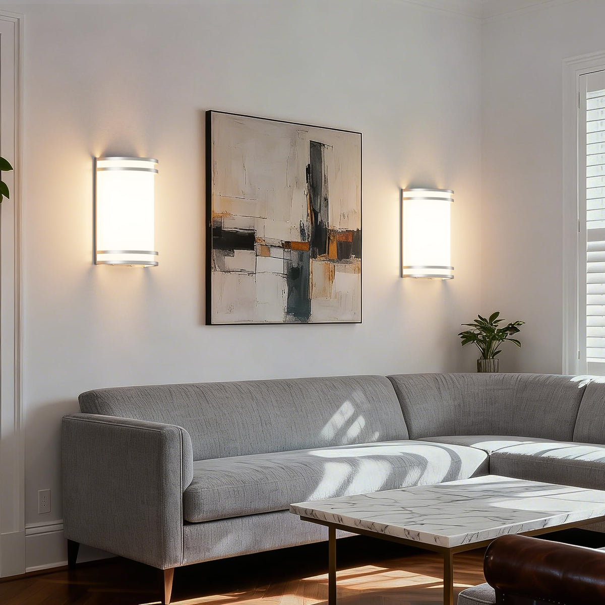Modern Wall Sconces Set of Two (Brushed Nickel / 2 Pack)