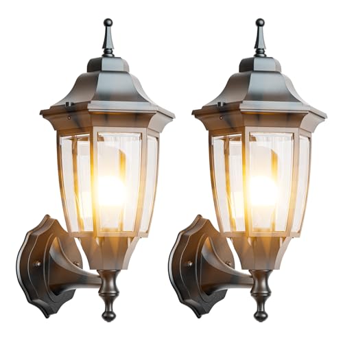 Outdoor Front Porch Light with Bulb (Black / Non Sensor-Aluminum)