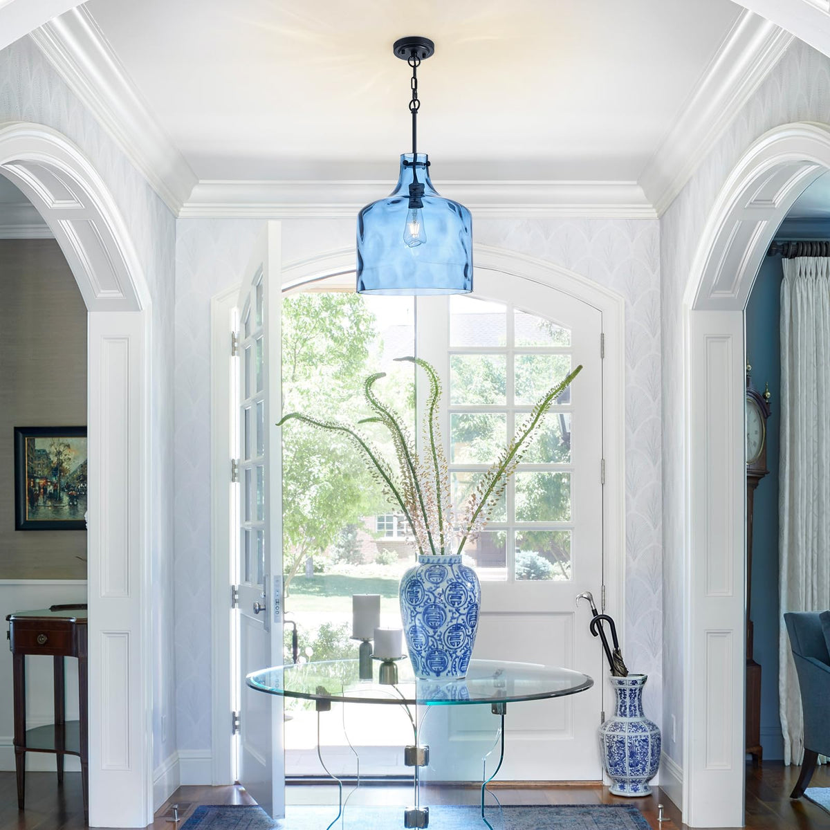 12" Blue Farmhouse Pendant Light (Blue Hammered)