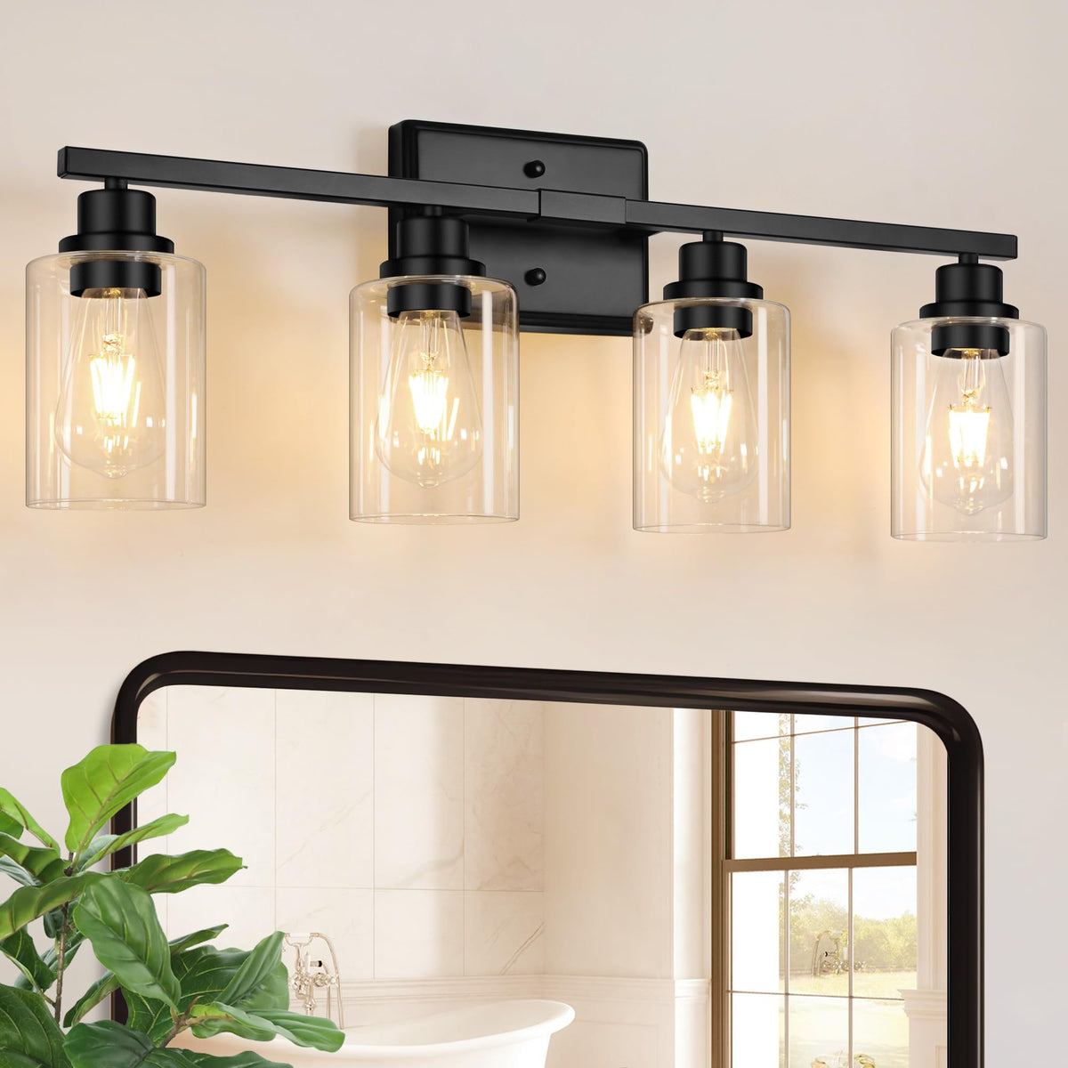 Modern Bathroom Light Fixtures (Black / 4 Light)