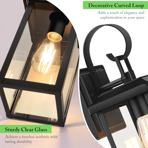 2 Pack 15” Outdoor Wall Light Fixtures (Matte Black / 15")