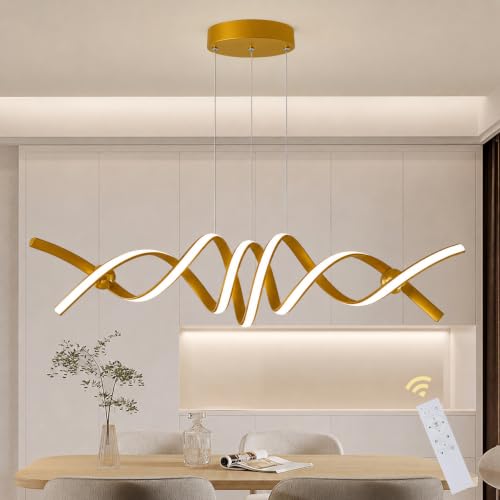 Modern Chandelier for Dining Room Dimmable LED Pendant Light with Remote Control