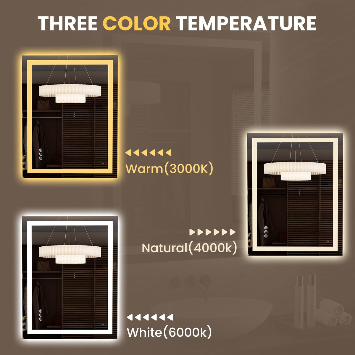 27.6"x35.4" LED Bathroom Mirror with Lights (Led / 35.4"L x 27.6"W)