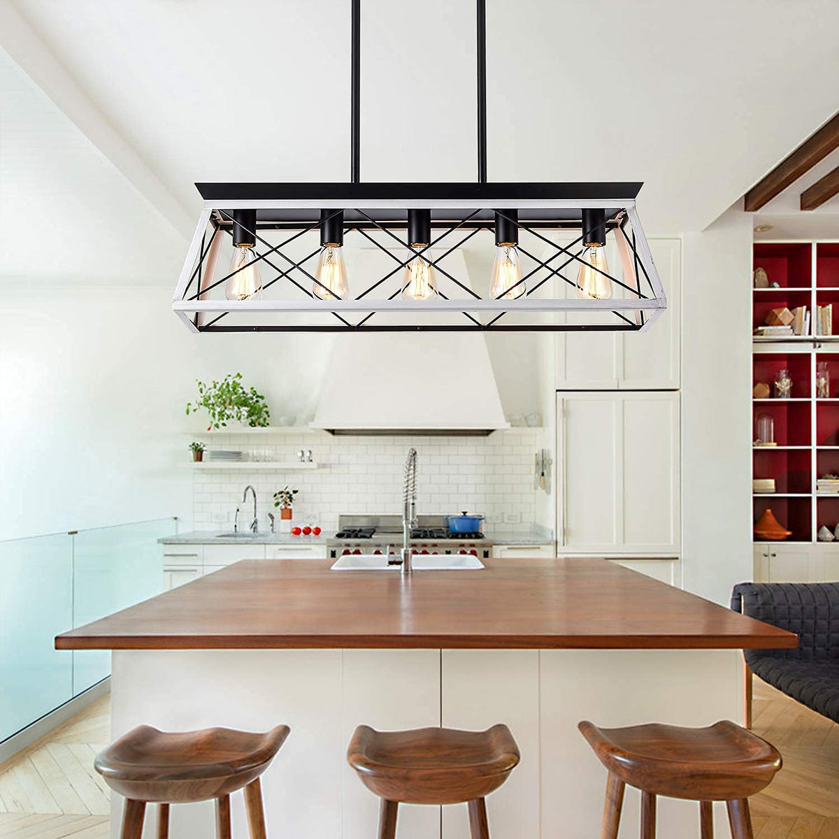 5 Light Pendant Lights Fixture (White)