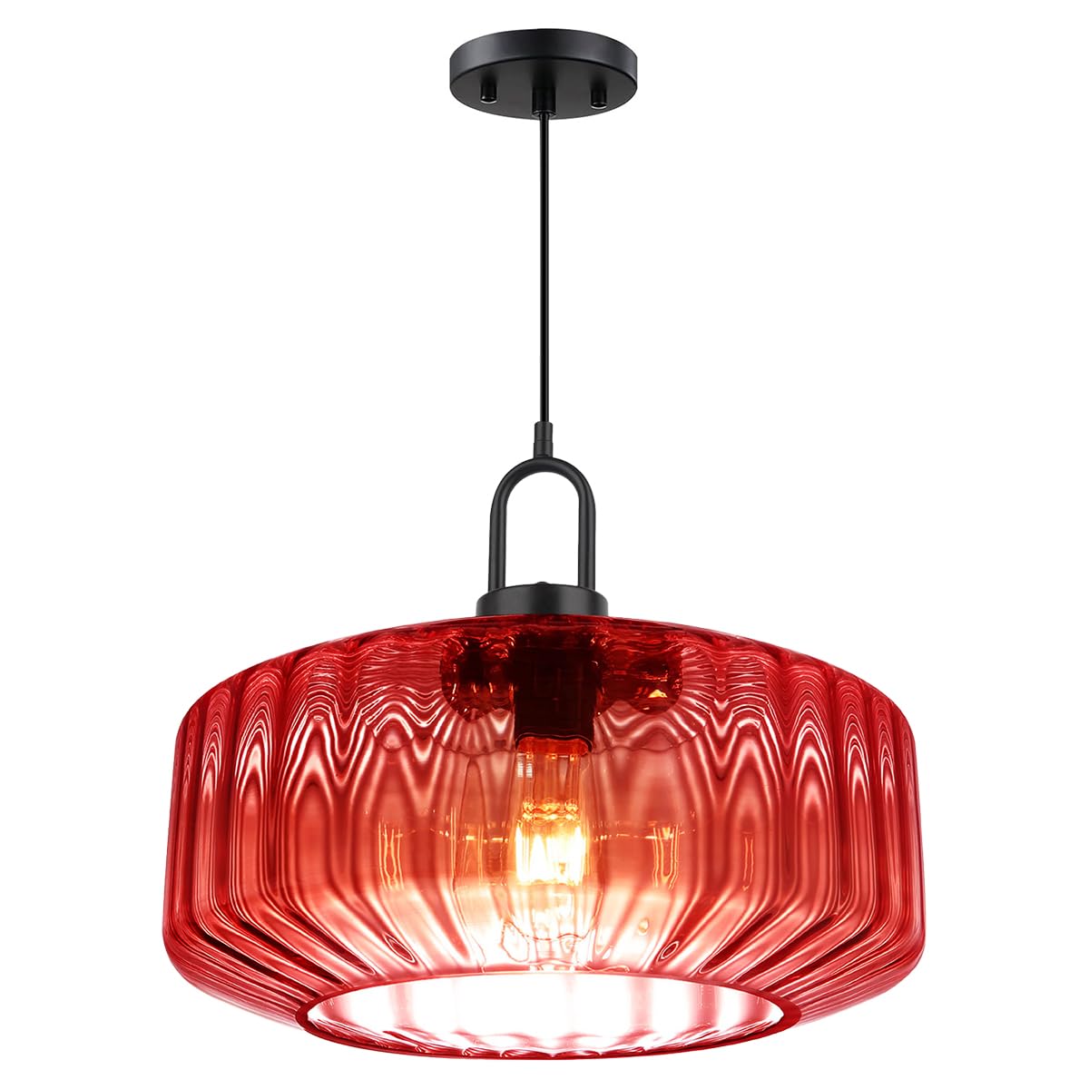 Large Water Glass Globe Pendant Light KItchen art deco Pendant Light (13.7″Red)
