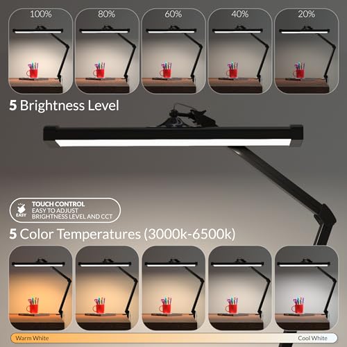 Professional LED Desk Lamp with Clamp (CCT Selectable, Dimming / Black)