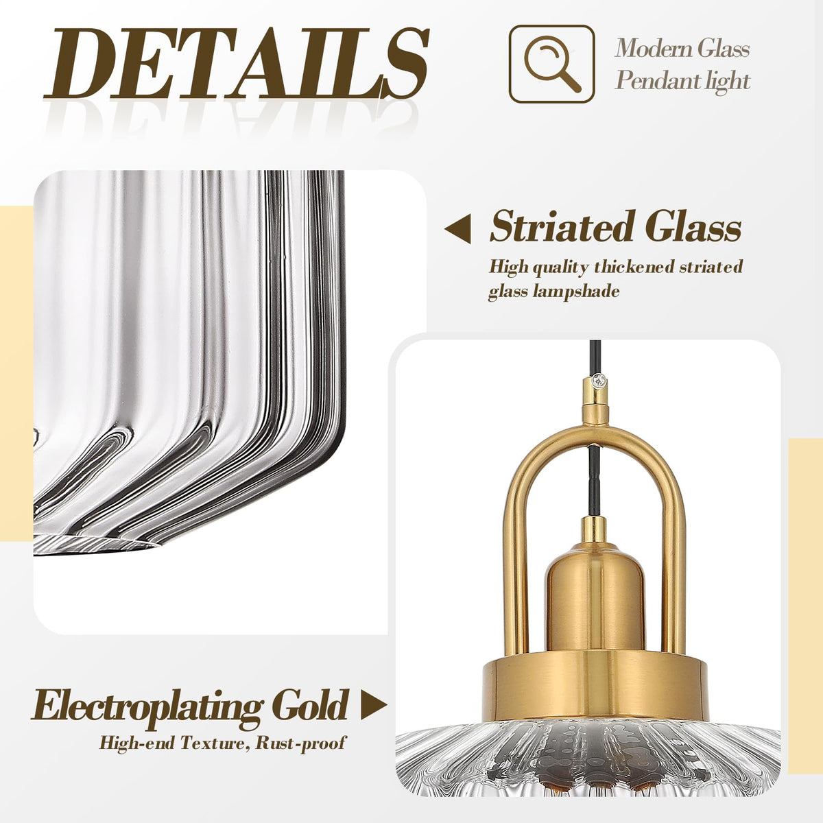 11.8in Mid Century Modern Pendant Light (Clear & Gold Hardwire / 11.8in)