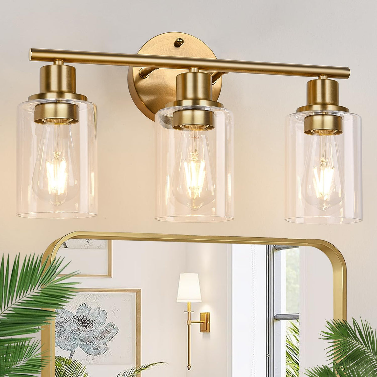 3 Light Gold Bathroom Light Fixtures (Brushed Gold / 3-light)