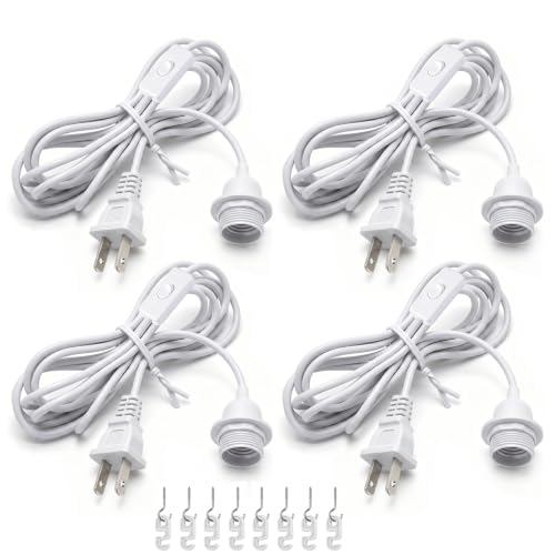 20Ft Plug in Pendant Light Hanging Cord Kit (White / 20FT)