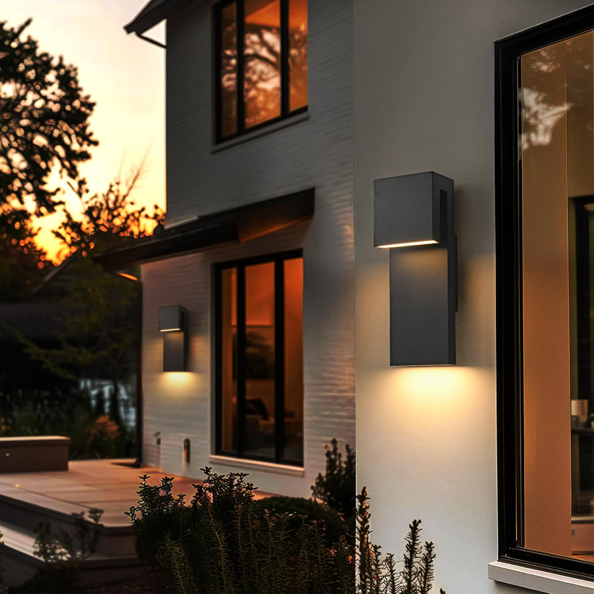 Modern LED Outdoor Wall Sconce 3000K 18W IP65 Waterproof Integrated LED Outdoor Wall Lights Anti Rust Black Porch Lights Exterior Lighting Outside Lights Fixture for Garage (15inch（1PACK）)