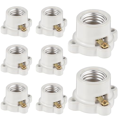8 Pcs E26 Light Socket Porcelain Lamp Holder Medium Base