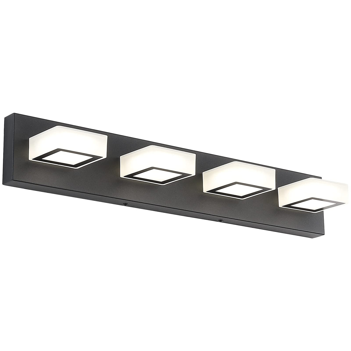 Modern LED Black Vanity Lights 4 Lights Acrylic Bathroom Vanity Lighting Fixtures Modern Matte Black Bathroom Vanity Lights (Black-Natural light / 26 inch)