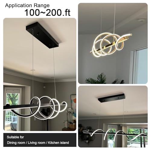 47.24" Modern Led Pendant Light for Kitchen Island Lighting (Electroplated Black / 47.24in)