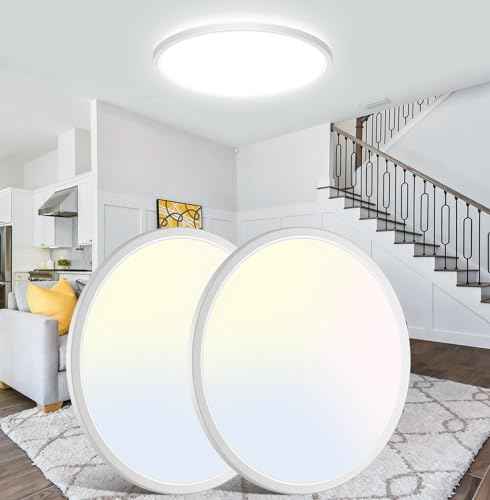 15Inch Large LED Ceiling Light Flush Mount (White / 15IN-2 Pack)