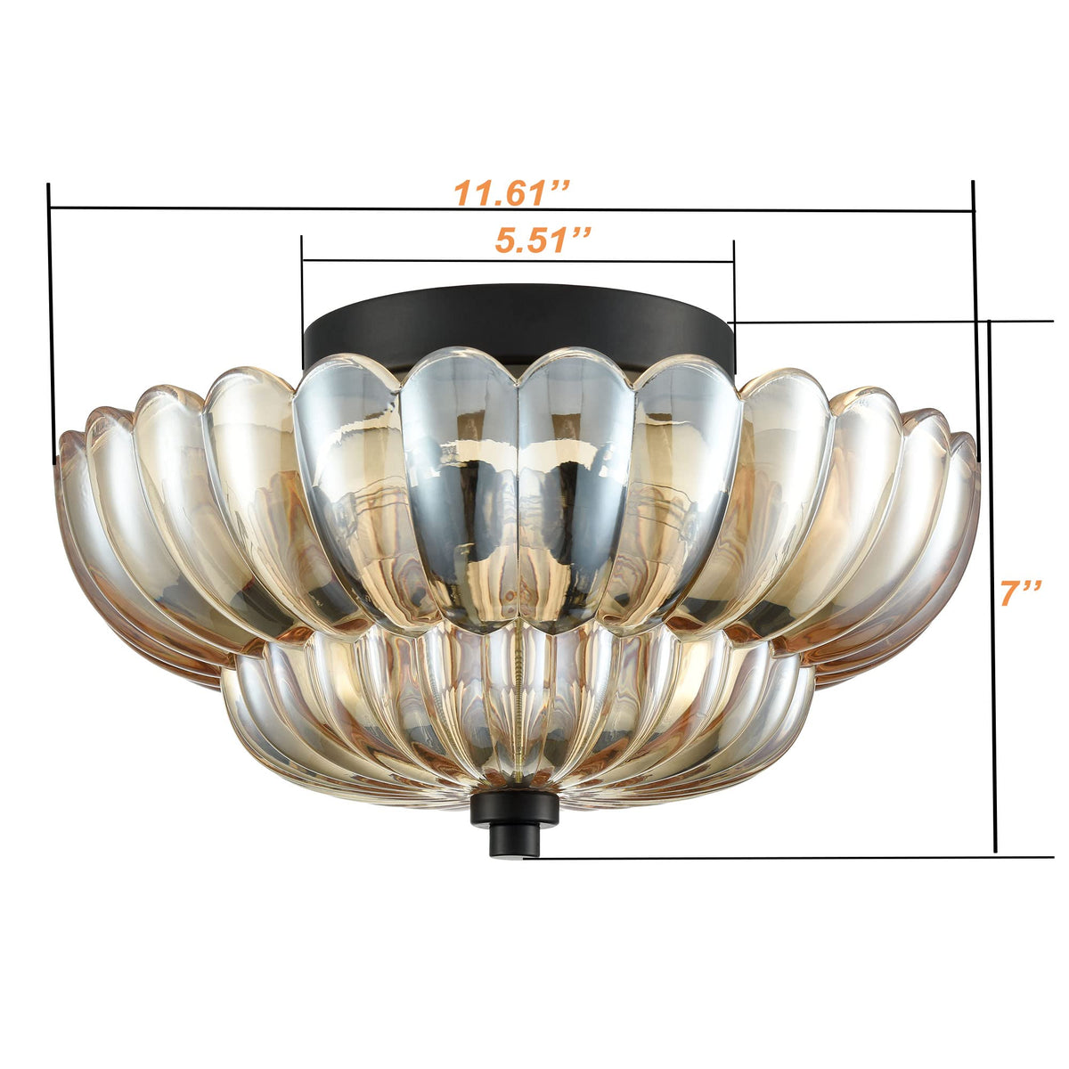 Modern Black Flush Mount Ceiling Light 3 (Black-amber glass)