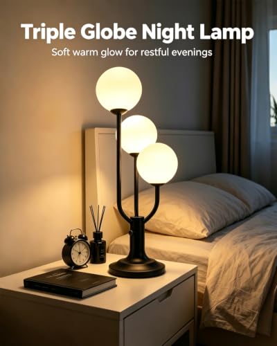 Globe Black Table Lamp for Bedroom Gift Dimmable G9 Bulbs Included (05-Black-Globe-3U)