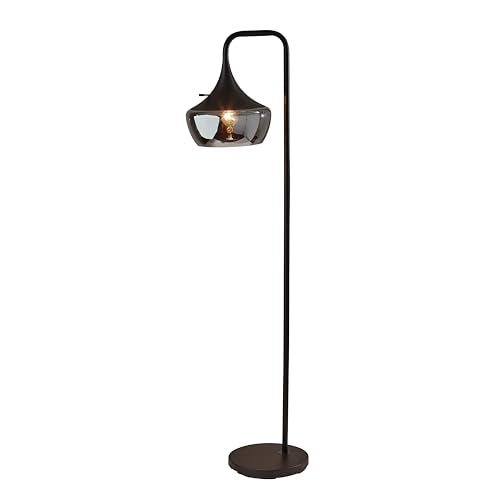 Floor Lamp Black & Smoked Glass Dome (Black / Floor Lamp)