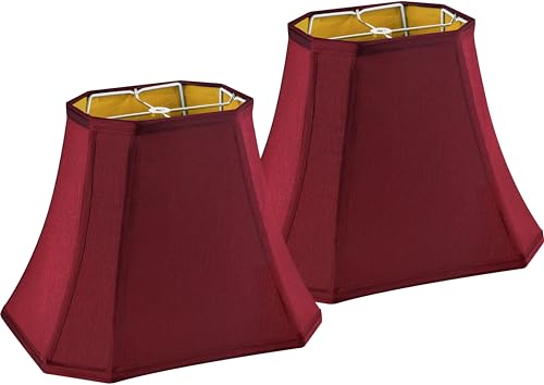 Square Lamp Shades Set of 2 (8 x 14 x 11 inches - 2 Pack / Burgundy)