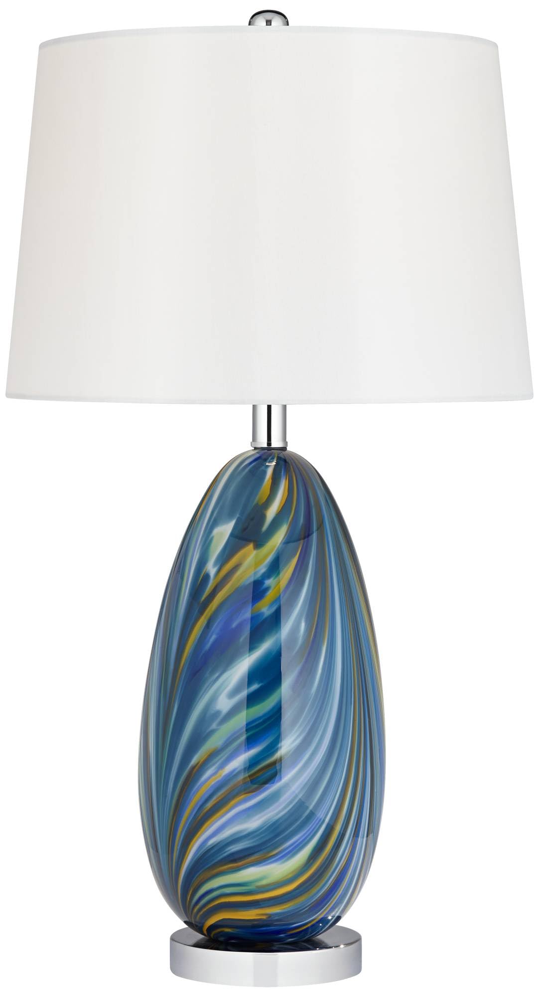 Pablo 28 1 2" Tall Table Lamp Blue Art Glass Modern with Clear Square Riser (Blue Art Glass - Riser Included)