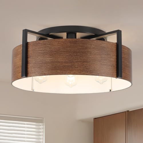 Rustic Semi Flush Mount Ceiling Light for Hallway Entryway Kitchen Island Bedroom Dining Room