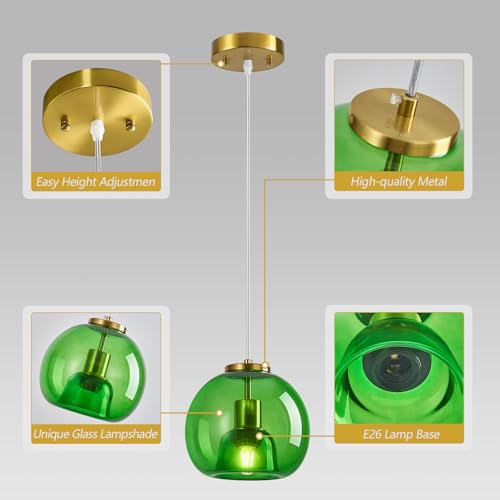 Emerald Green Glass Pendant Light Kitchen Island (Emerald Green(7.87 in) / 1-Pack)