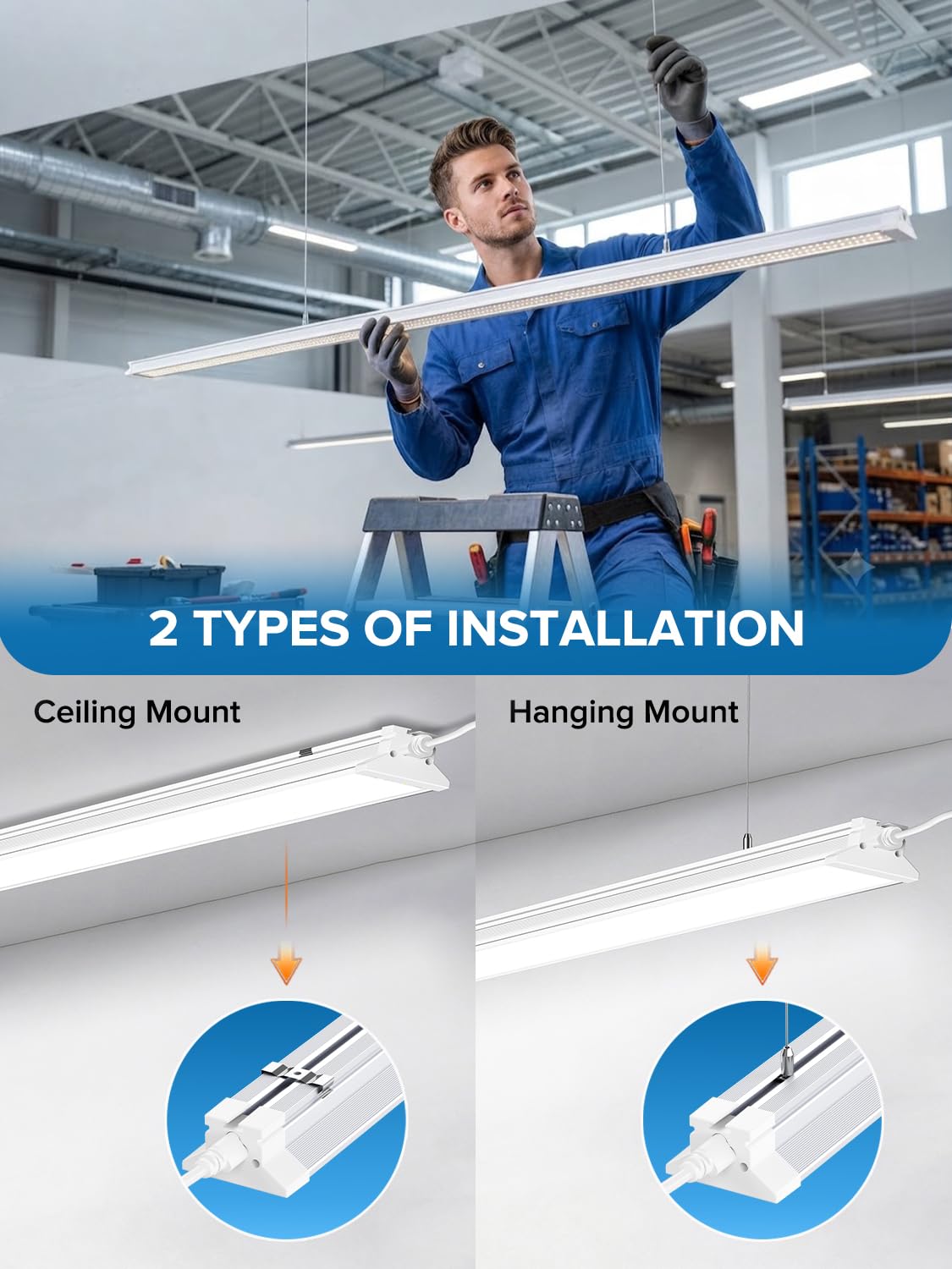 Industrial Grade 120W 20000LM 8FT LED Shop Lights 6 Pack (8FT-120W-6PACK)
