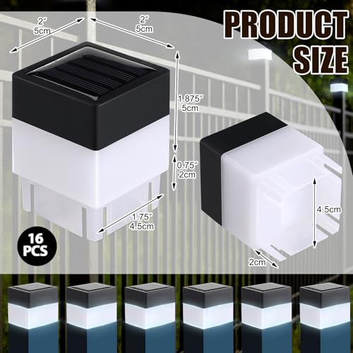 16 Pack Solar Post Cap Lights (White)