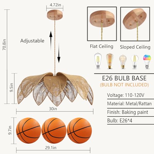 Adjustable Large Petal Rattan Chandelier (DW-007-4)
