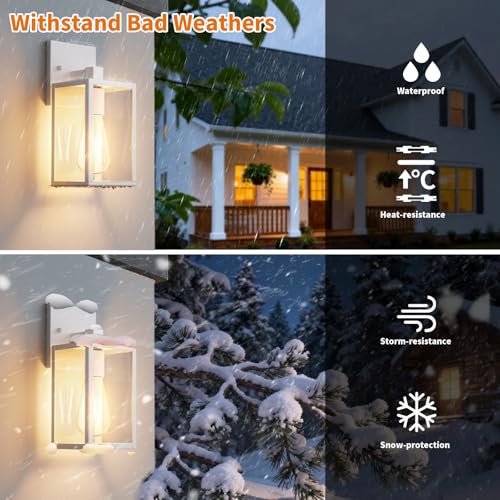 2 Pack White Exterior Lighting Fixtures Wall Mount (White / 10.24'')