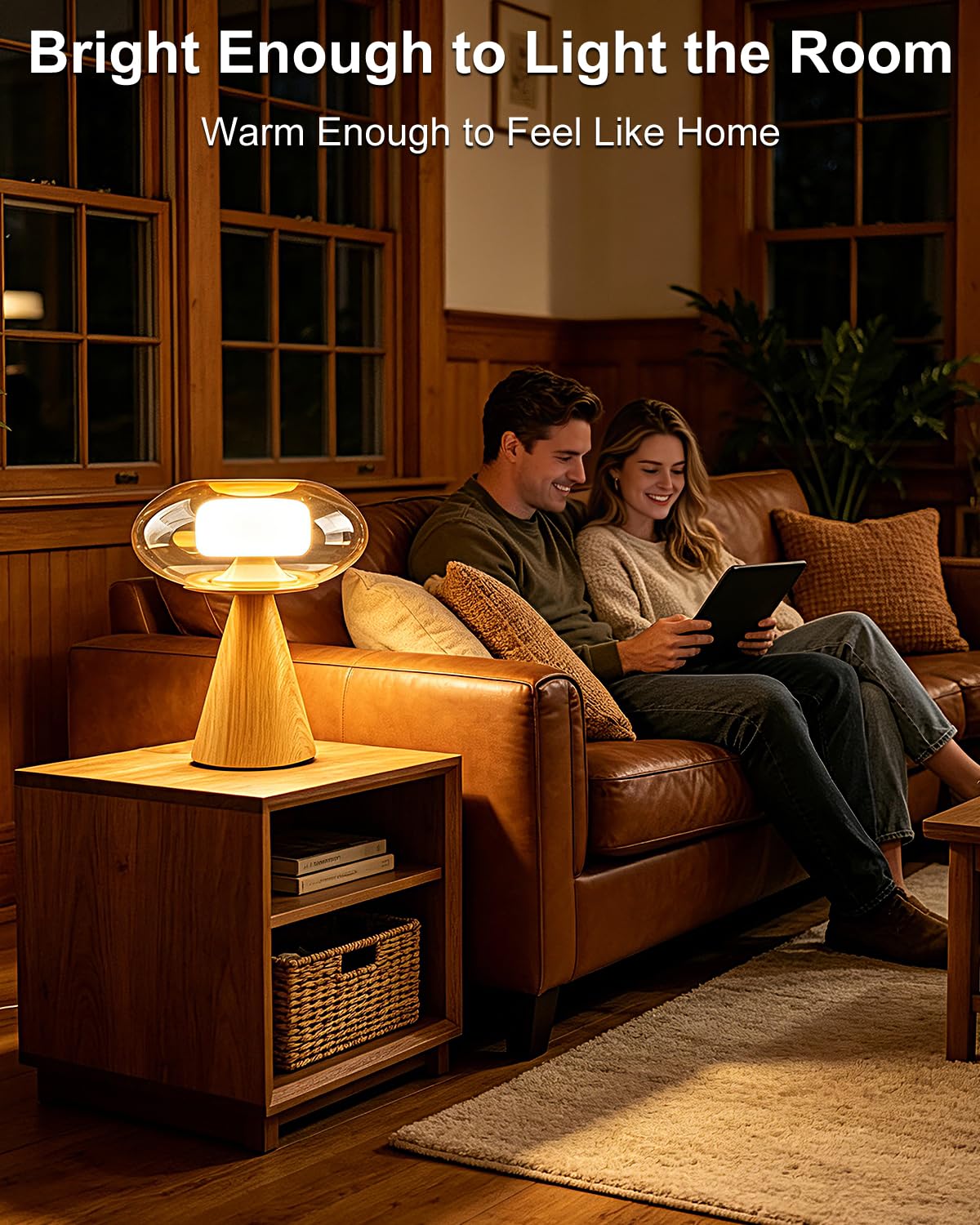 Mushroom Table Lamp Dimmable RGB Ambient Lighting Bedside Lamp (24-Walnut-Mushroom)