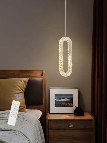 1 Ring Chandelier Silver Modern Pendant Lighting LED Dimmable Hanging Crystal Chandelier for Kitchen Island Foyer Lobby Living Room Staircaes (Silver / 1 Ring)