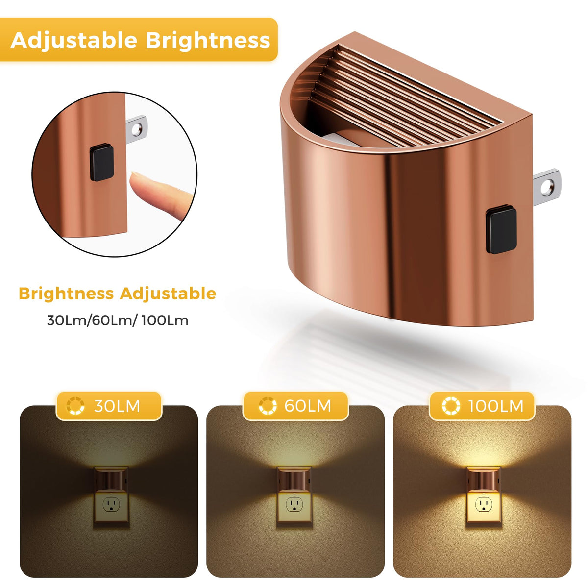 Night Lights Plug into Wall (Rose Gold)