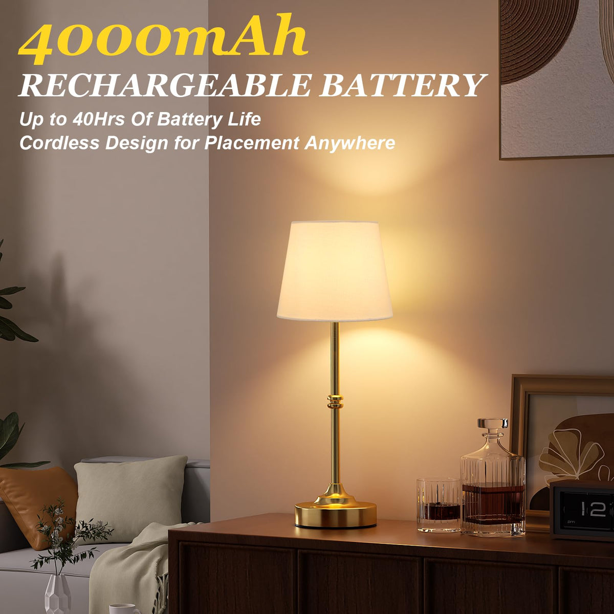 Cordless Table Lamp (Brass / 1 Pack - 15.6in)