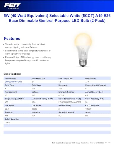 LED Light Bulbs 6 Way Bulbs (A19 - 2 Pack)